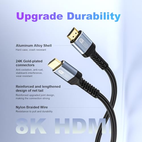 8K Fiber Optic HDMI Cable 50ft 48Gbps H66779