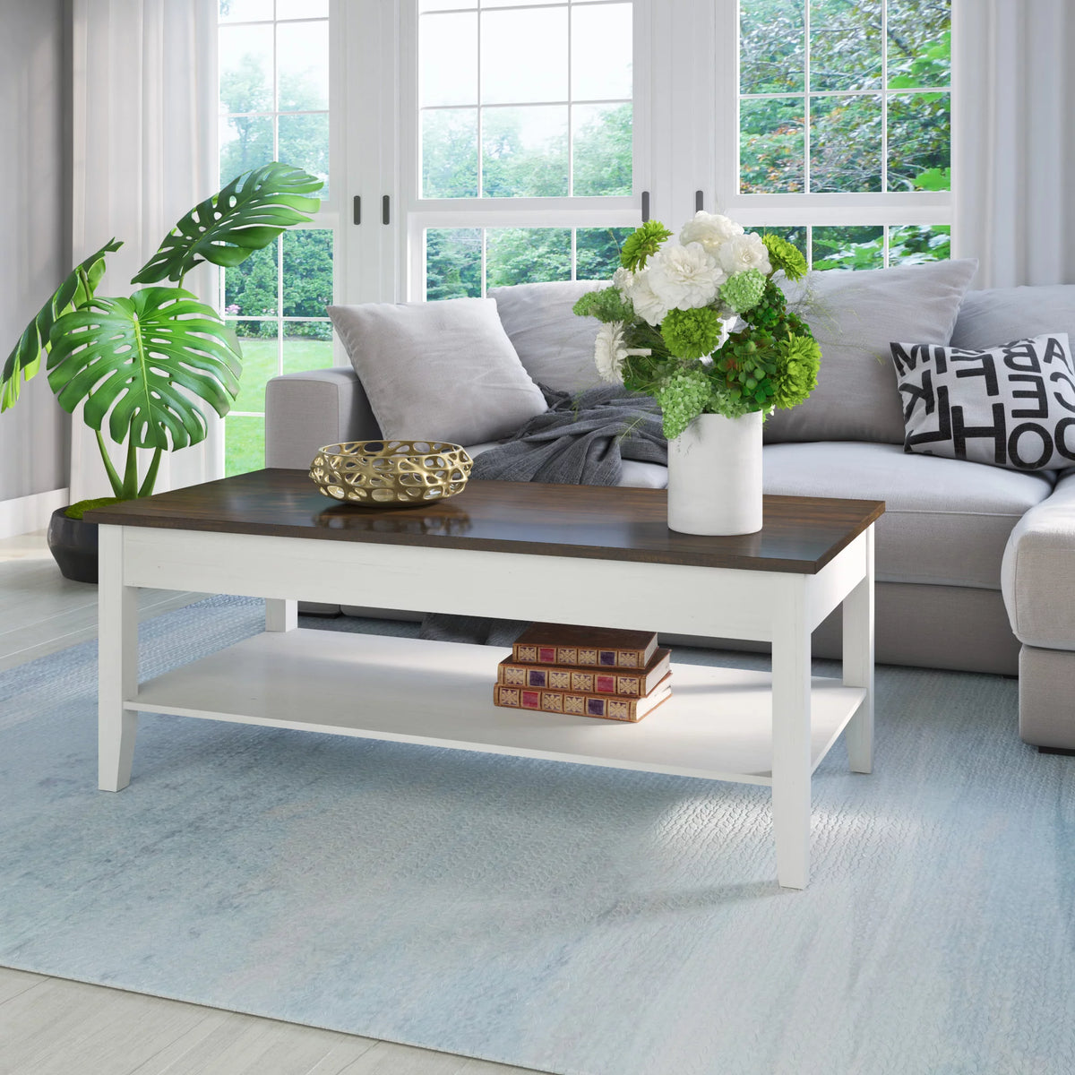 Two Tone Modern Farmhouse Coffee Table V4938