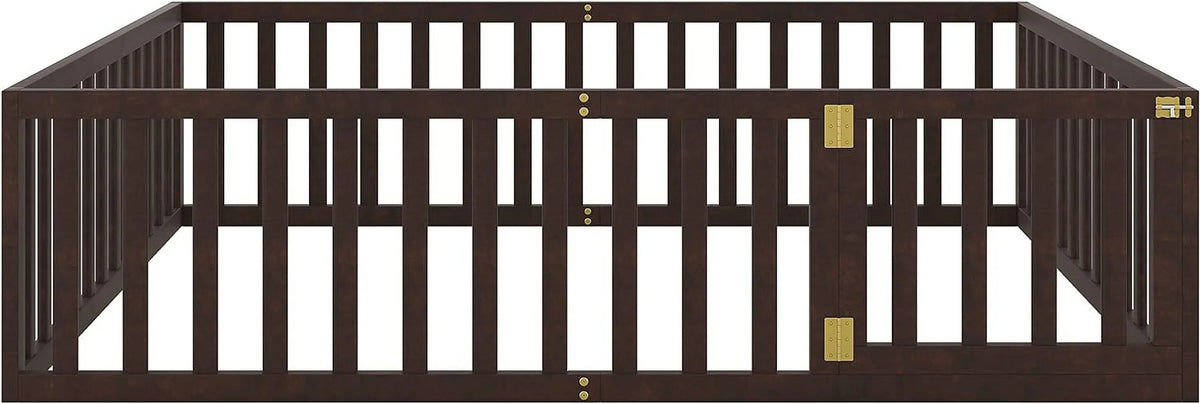 Queen Wood Floor Bed with Fence R829935