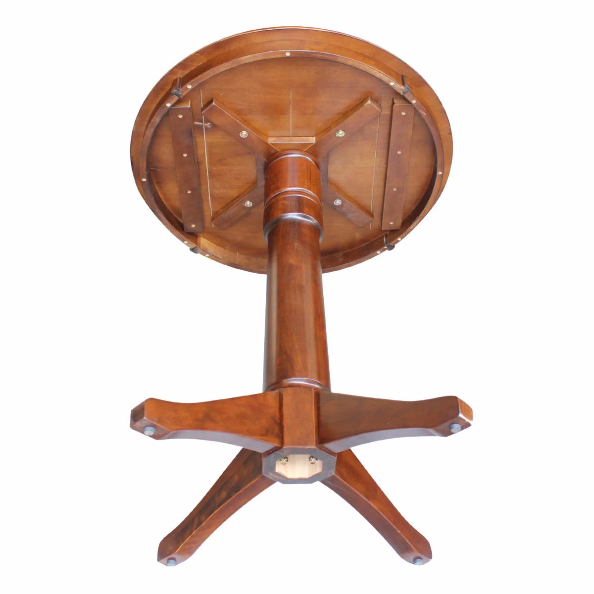 30" Round Solid Wood Counter Height Pedestal Dining Table in Distressed Oak F978330