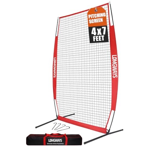 Portable Baseball Softball Pitching Screen with Carry Bag and Ground Stakes H7649