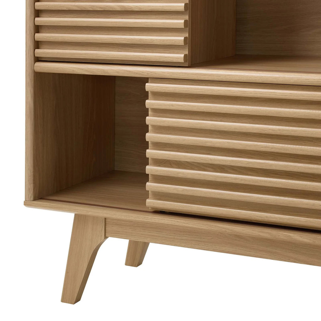 Brown Oak Wood TV Stand Console Table W566