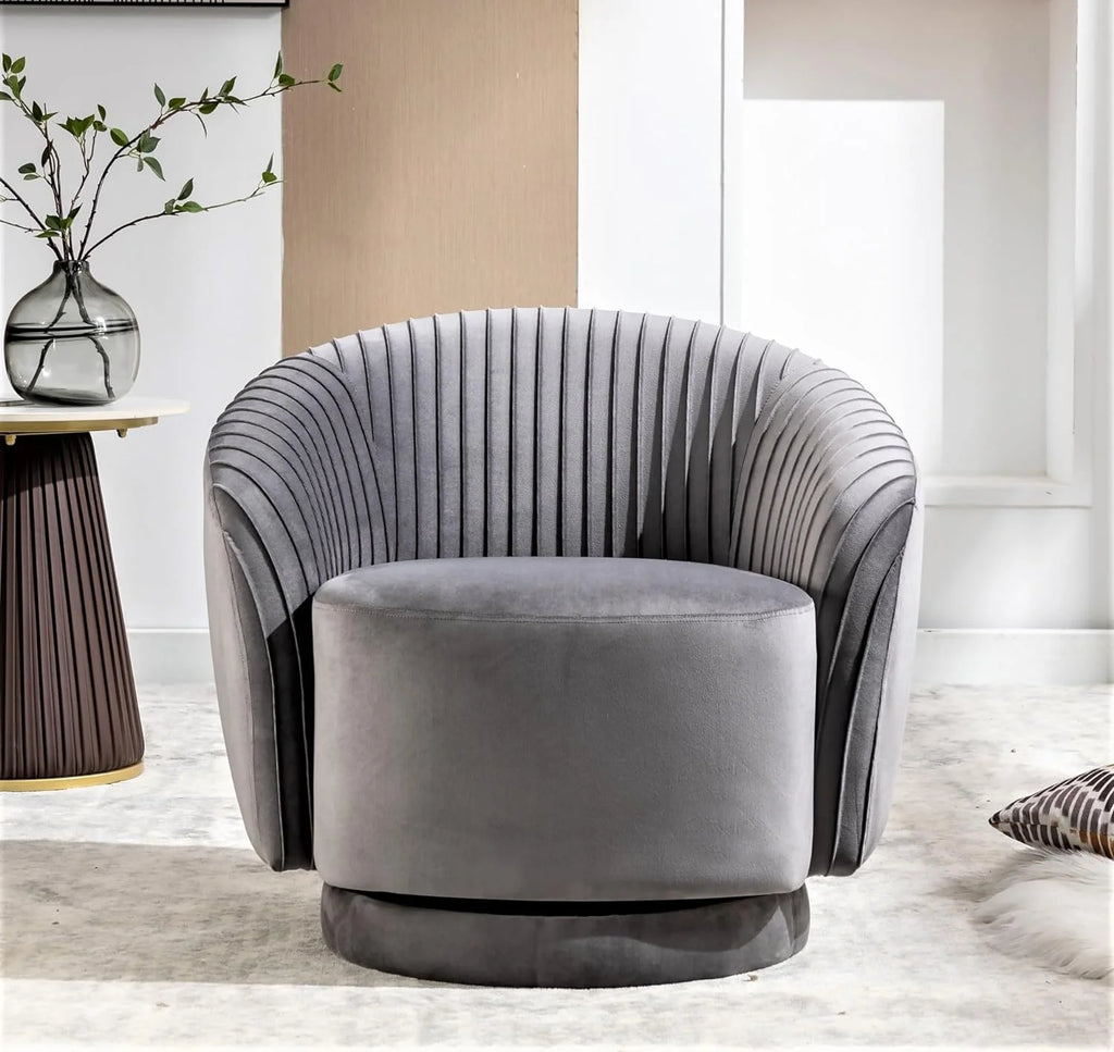 Modern Barrel Swivel Velvet Chair Q63618