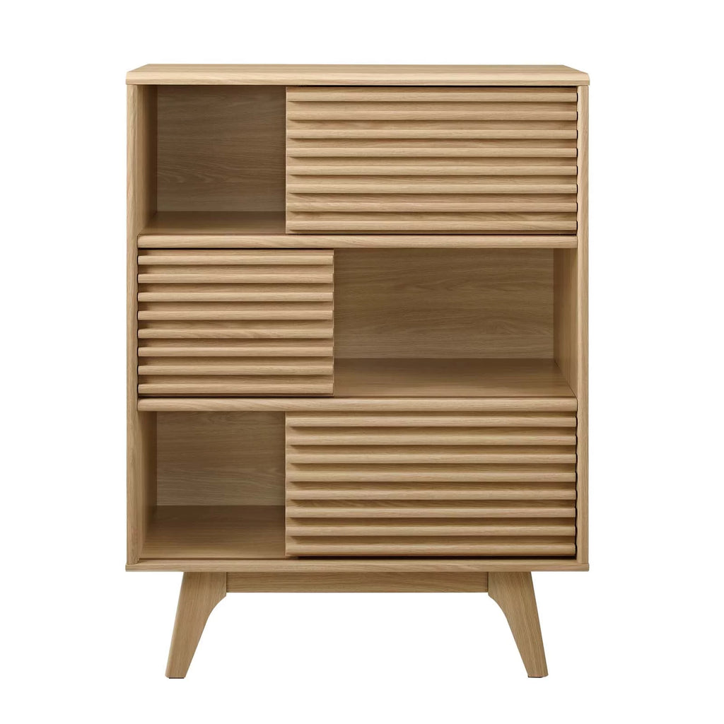 Brown Oak Wood TV Stand Console Table W566