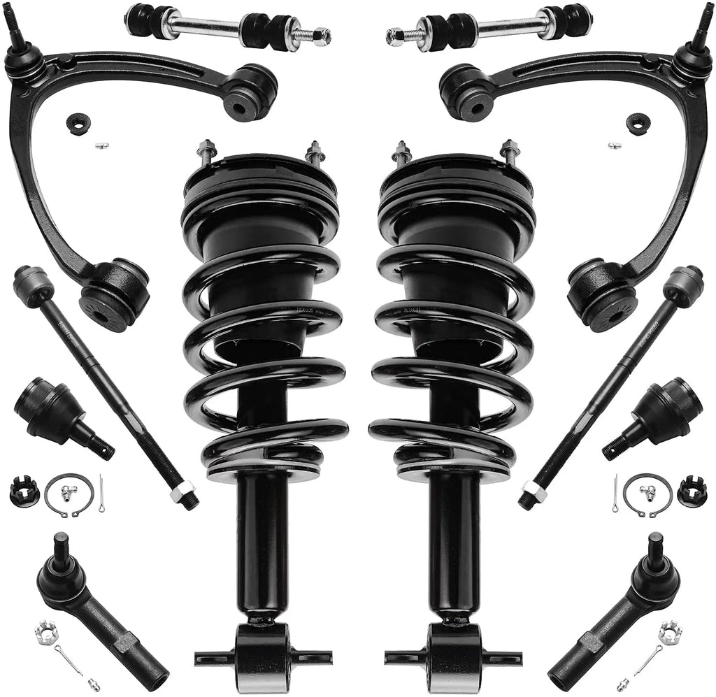 Front 12pc Control Arms Ball Joints Struts Sway Bars Tie Rod Ends Kit R599647