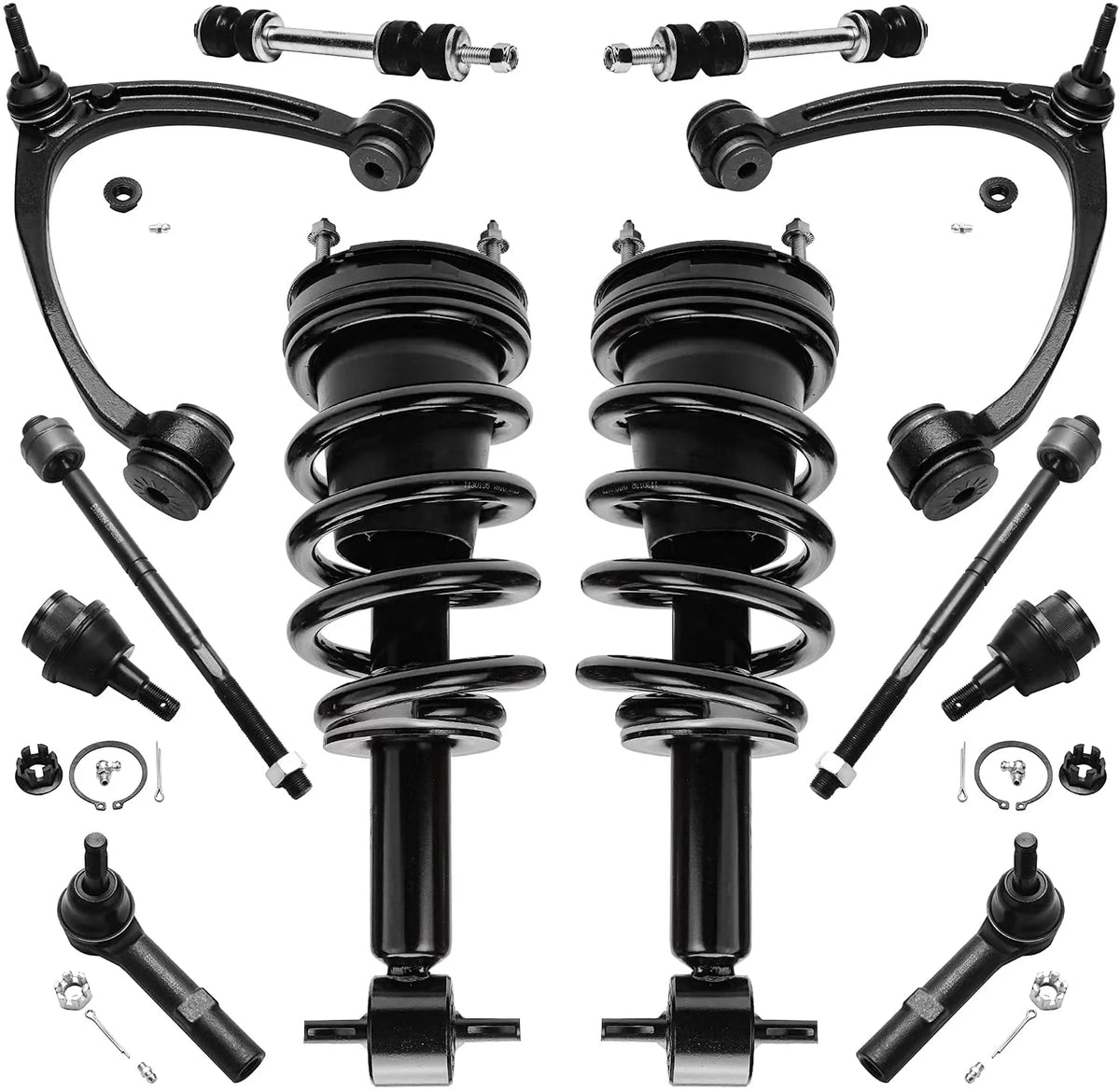 Front 12pc Control Arms Ball Joints Struts Sway Bars Tie Rod Ends Kit R599647