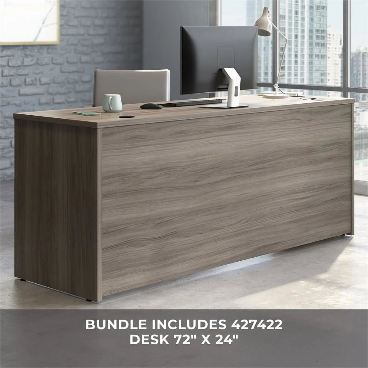 Engineered Wood Desk with Hutch O429