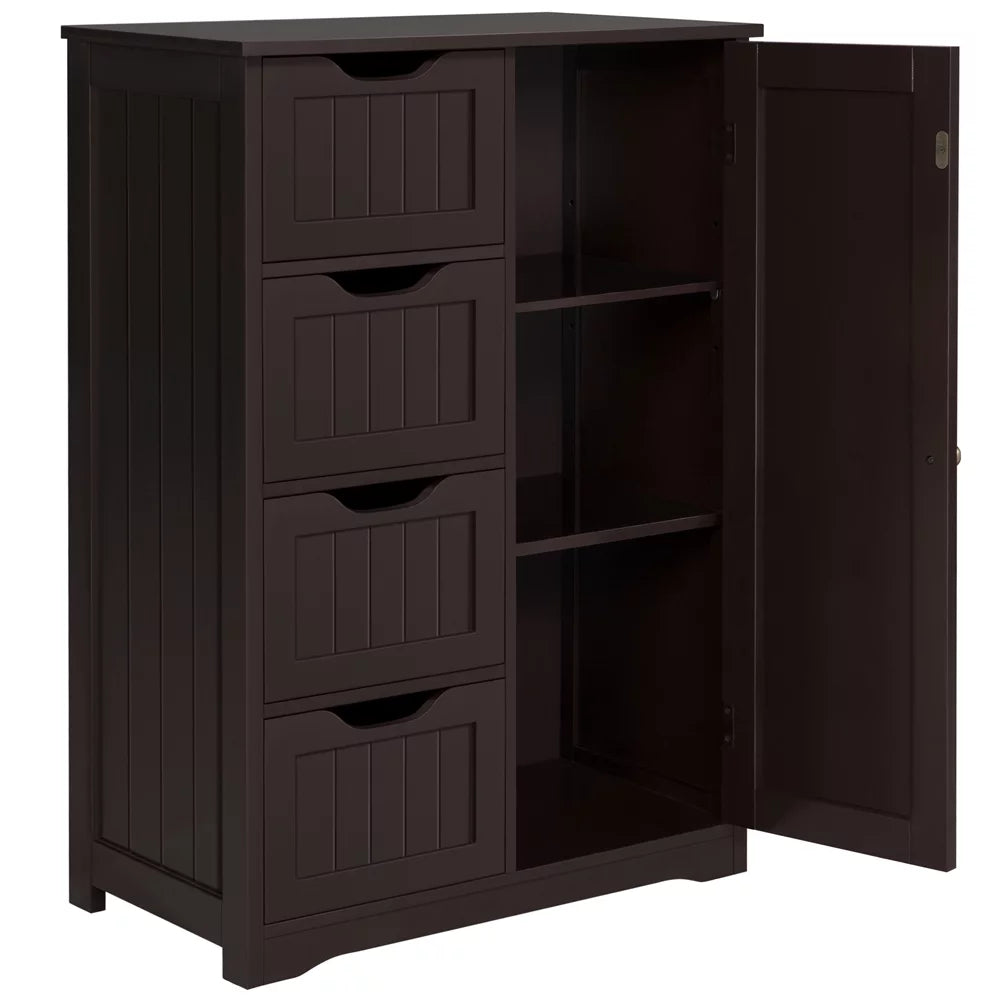 Espresso Wooden Storage Cabinet with Drawers and Cupboard D859