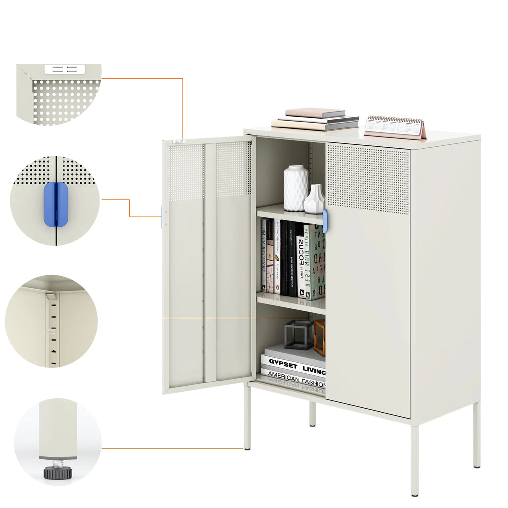 White 2-Door Metal Storage Cabinet L5635