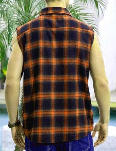 Sleeveless Plaid Flannel Shirt G231