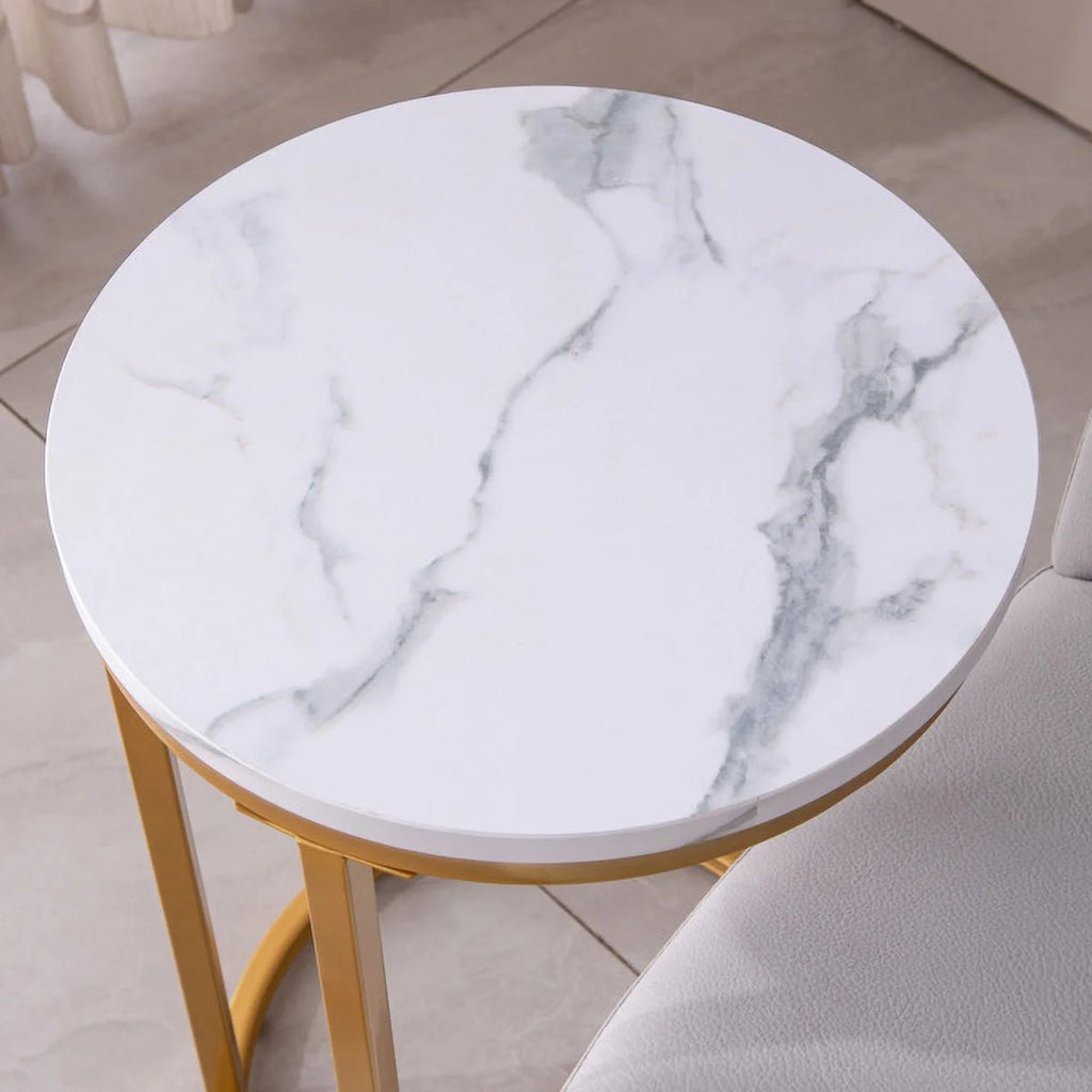 C-shaped Side Table with Metal Frame and Round Top L404000