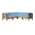 Acacia Wood 5 Seater Sectional Sofa Set with Water-Resistant Cushions R47517