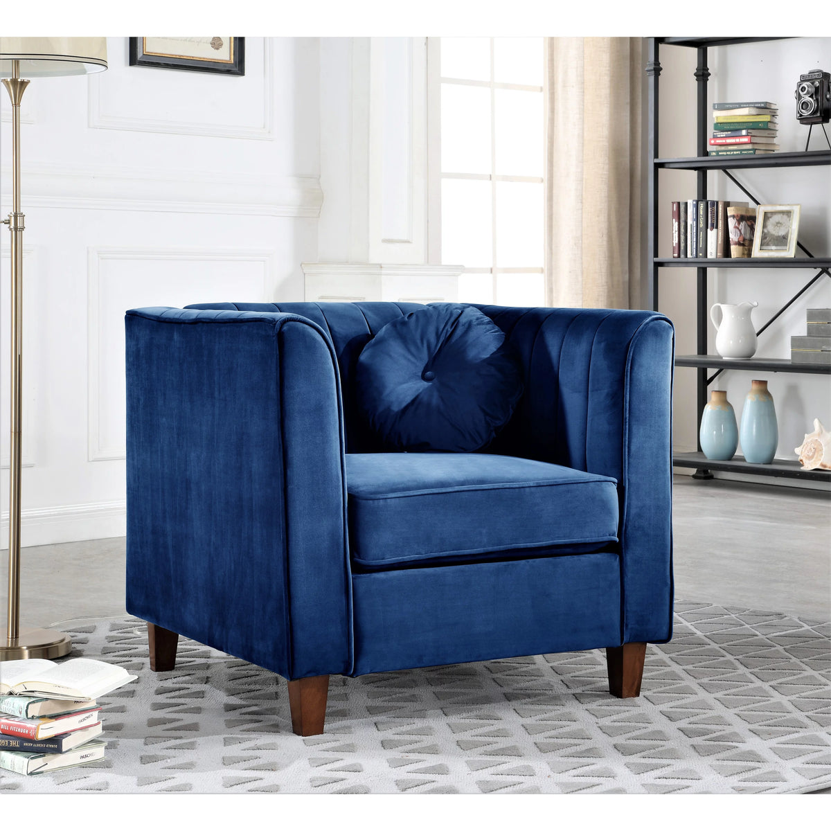 Black Velvet Chesterfield Chair E87061