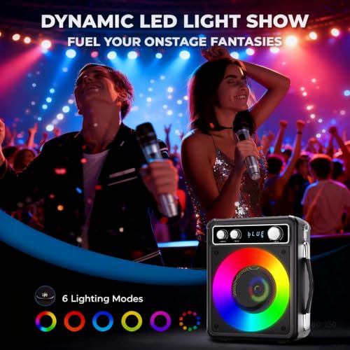 Portable Bluetooth Karaoke Speaker with 2 Wireless Microphones P1108