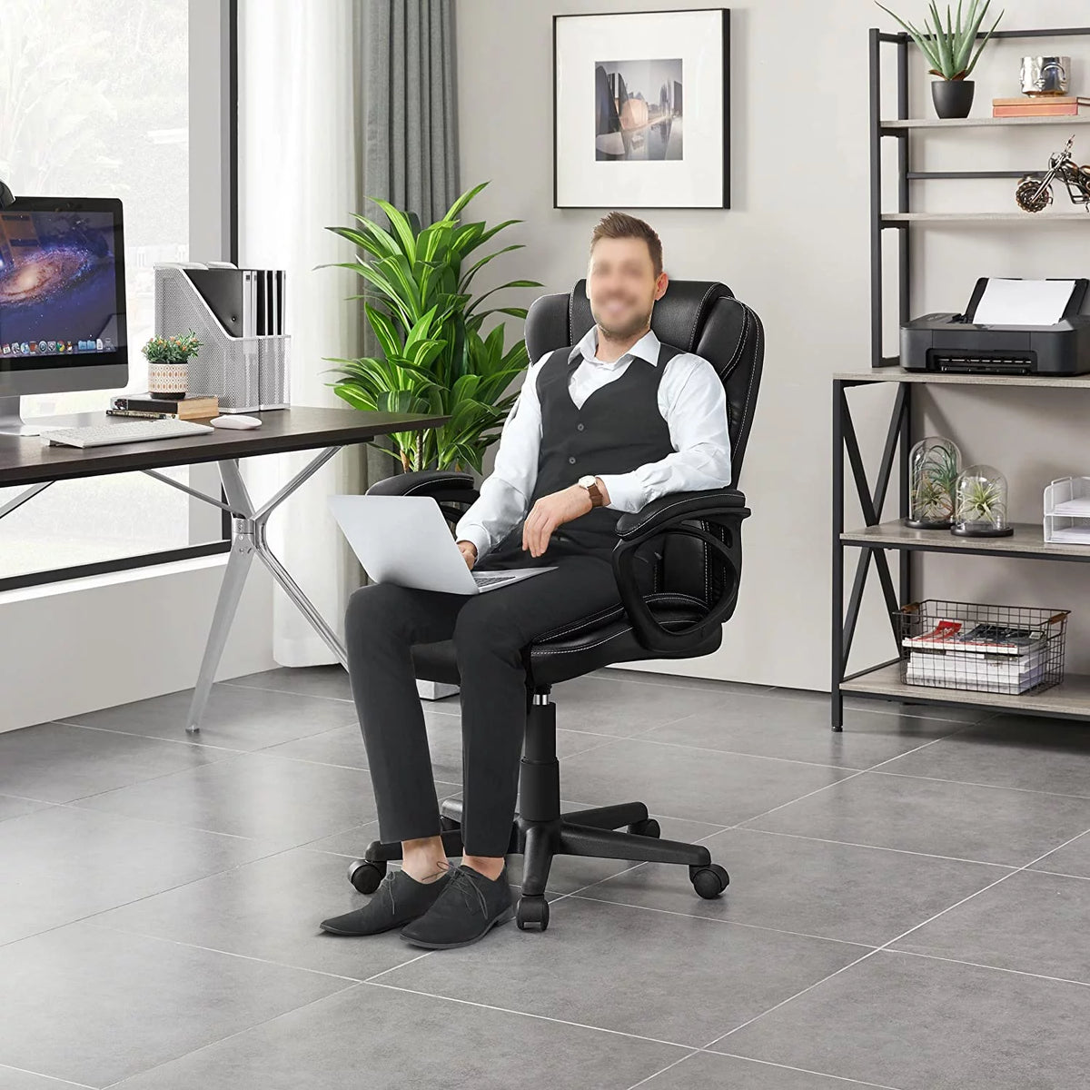 High Back Wide Seat PU Leather Office Chair O518691