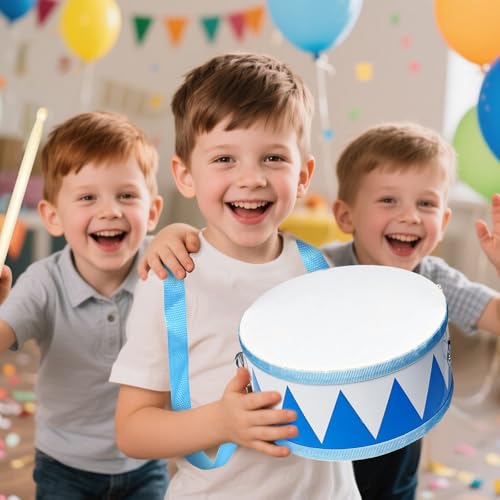 8" Wooden Kids Drum Set with Adjustable Strap and 2 Drumsticks O2454