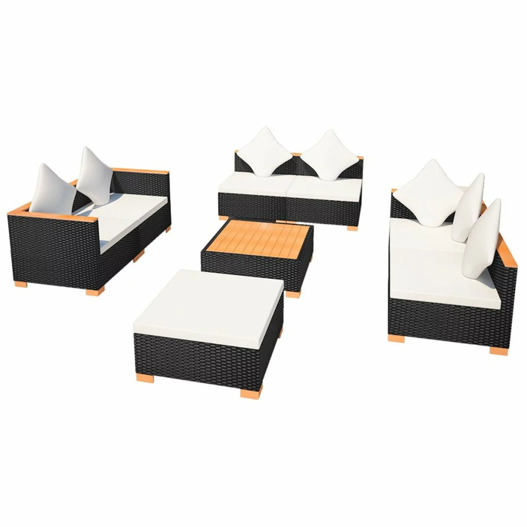 8 Piece Cushioned Poly Rattan Outdoor Conversation Set W67544