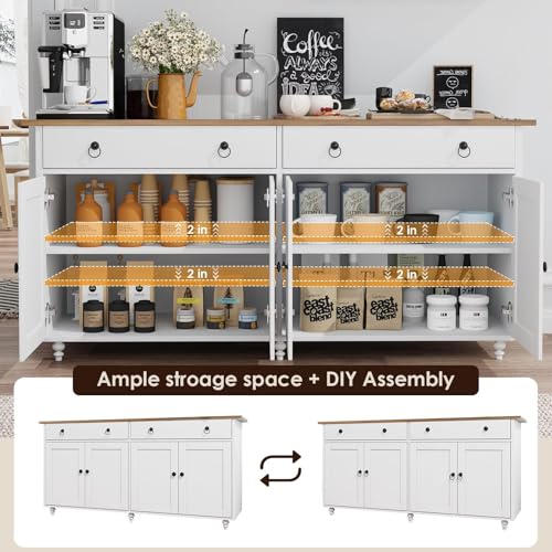 White Buffet Cabinet with Storage Z4146