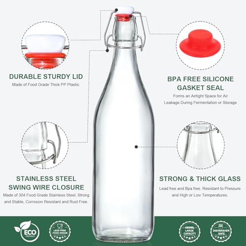 16 OZ Swing Top Glass Bottles, Set of 8 P6456