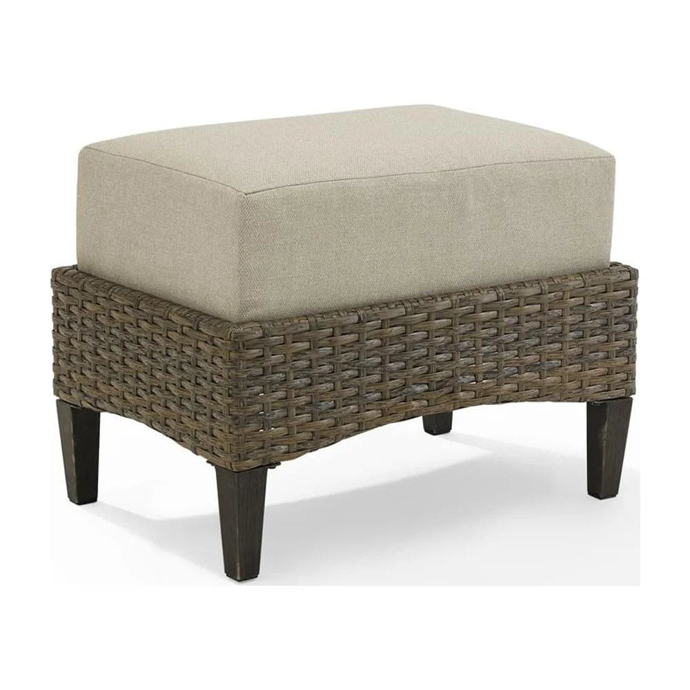 Brown Wicker Outdoor Ottoman V833