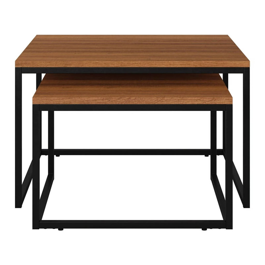 Brown Wood & Metal Nesting Coffee Tables J345101