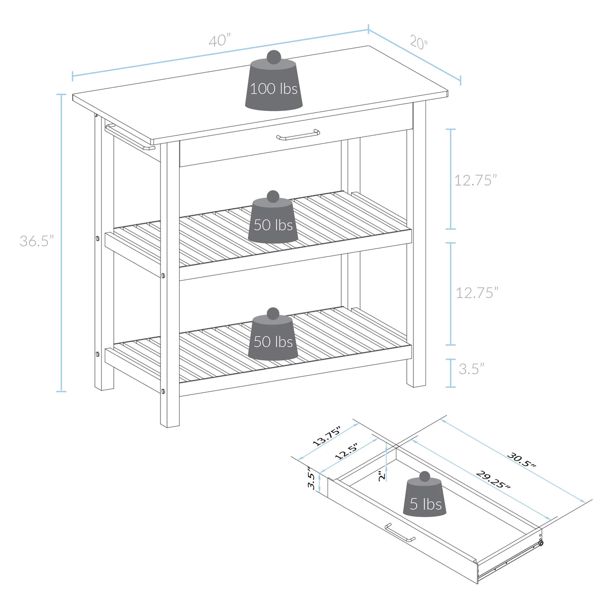 Kitchen Island with Solid American Cherry Top Y788