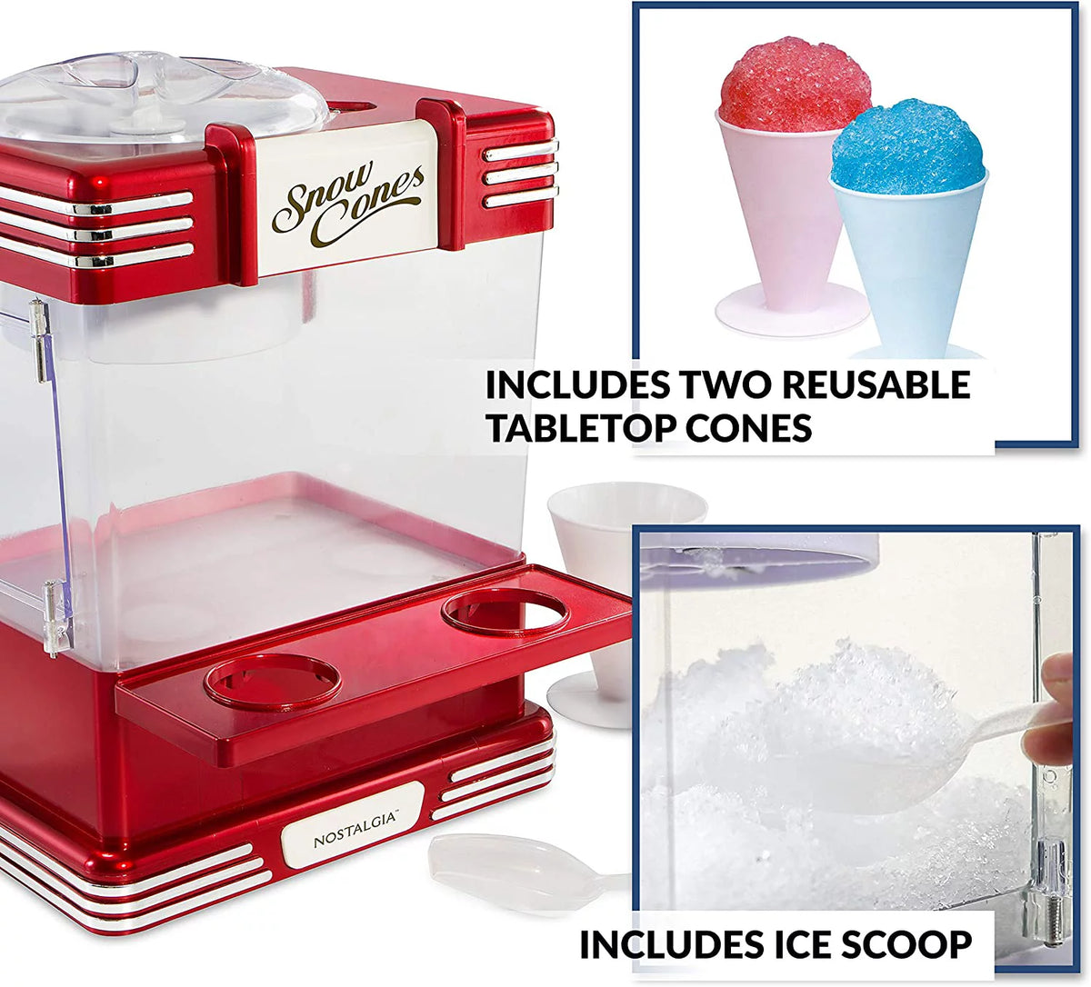 Retro Snow Cone Maker with 2 Reusable Cups & Ice Scoop N77363