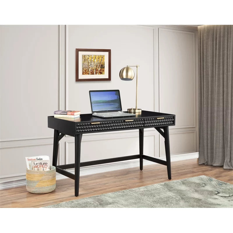 5 Drawer Chest and Wood Desk Set in Black N4465