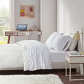 Cotton Blend Jersey Knit 4 Piece White Queen Sheet Set E679702