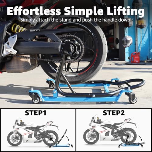 Heavy Duty Motorcycle Rear Wheel Lift Stand with 4 Movable Wheels W7993