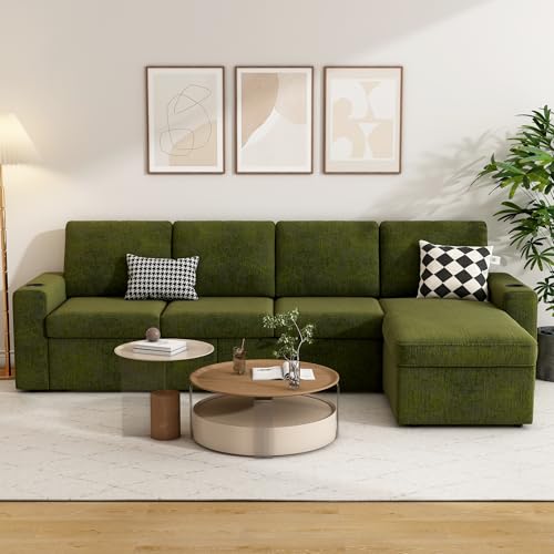 103" L-Shaped Sleeper Sofa Bed with Storage Chaise Y422190