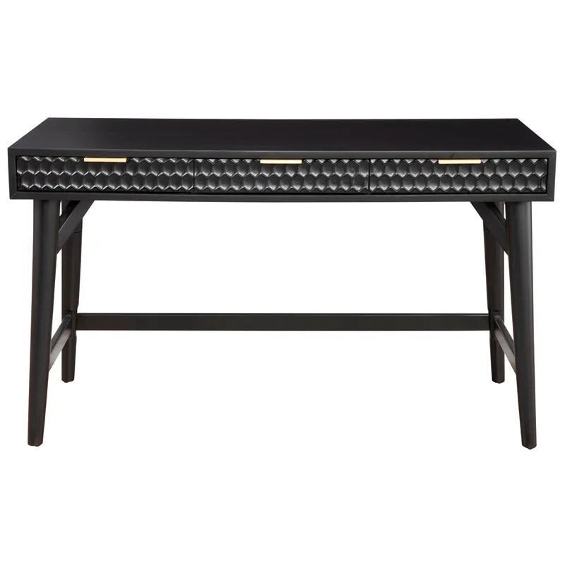 5 Drawer Chest and Wood Desk Set in Black N4465