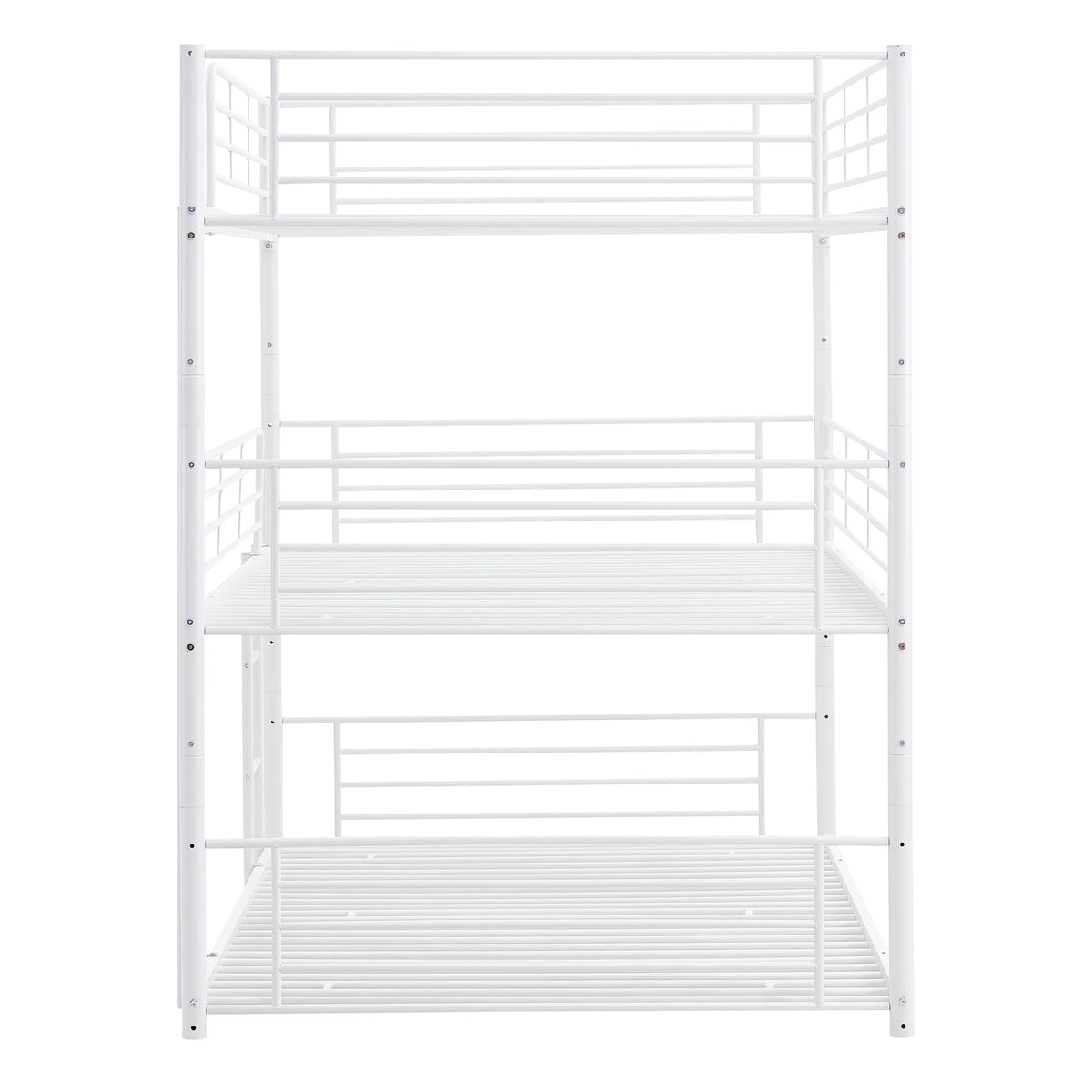 Full Metal Triple Bed with Built-In Ladder White X560893