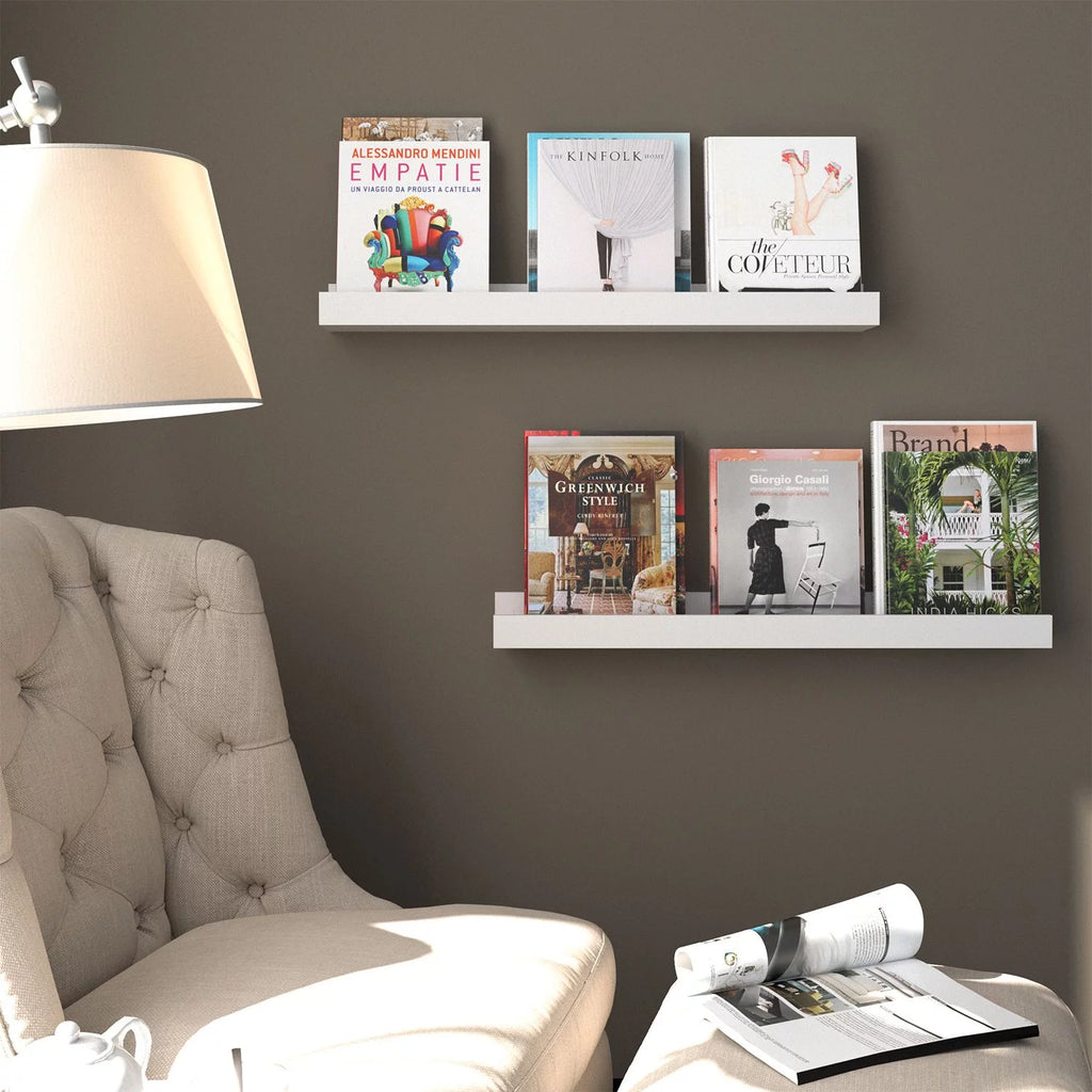 White Set of 2 Wall Floating Shelves D5288