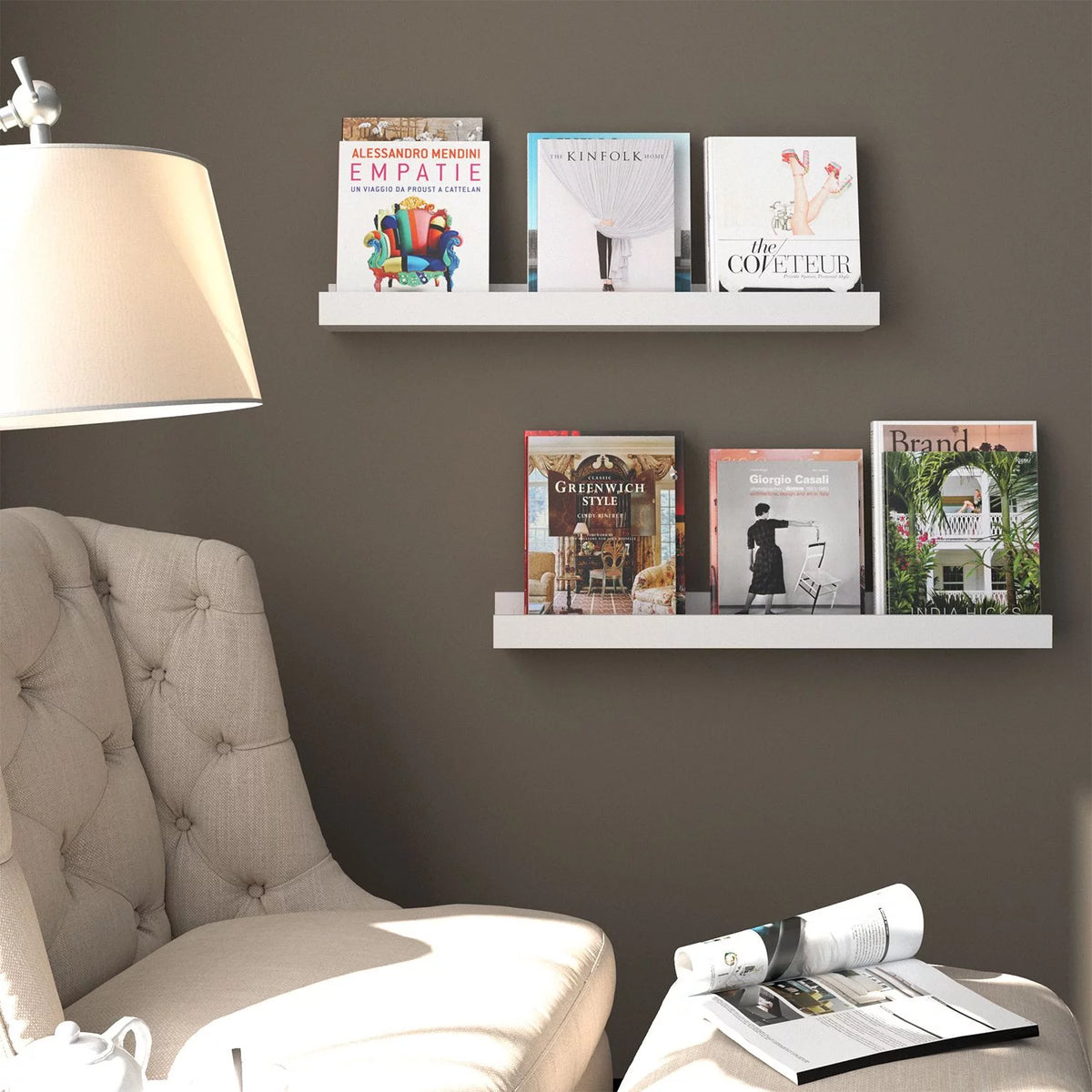 White Set of 2 Wall Floating Shelves D5288