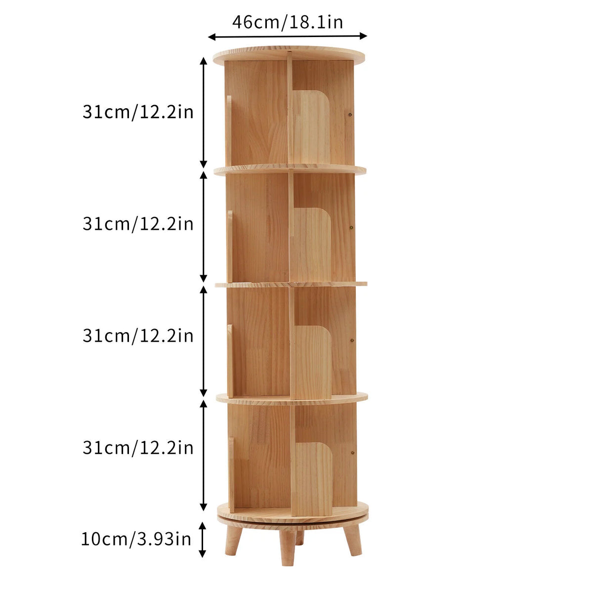 4-Tiers Rotating Bookshelf N57563
