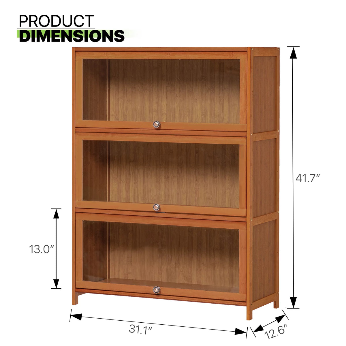 Bamboo 3 Tiers Bookcase with Acrylic Door F57614