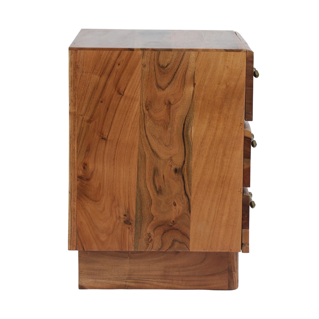 Acacia Wood 3 Drawer Nightstand Z19828