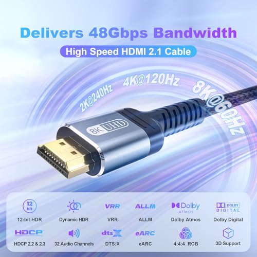8K Fiber Optic HDMI Cable 50ft 48Gbps H66779