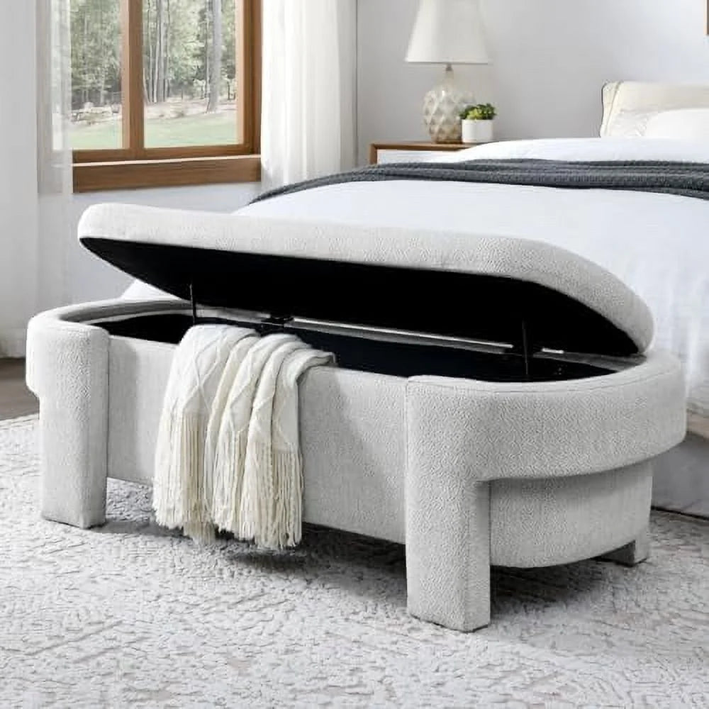 51.5" Chenille Upholstered Oval Bench T4663
