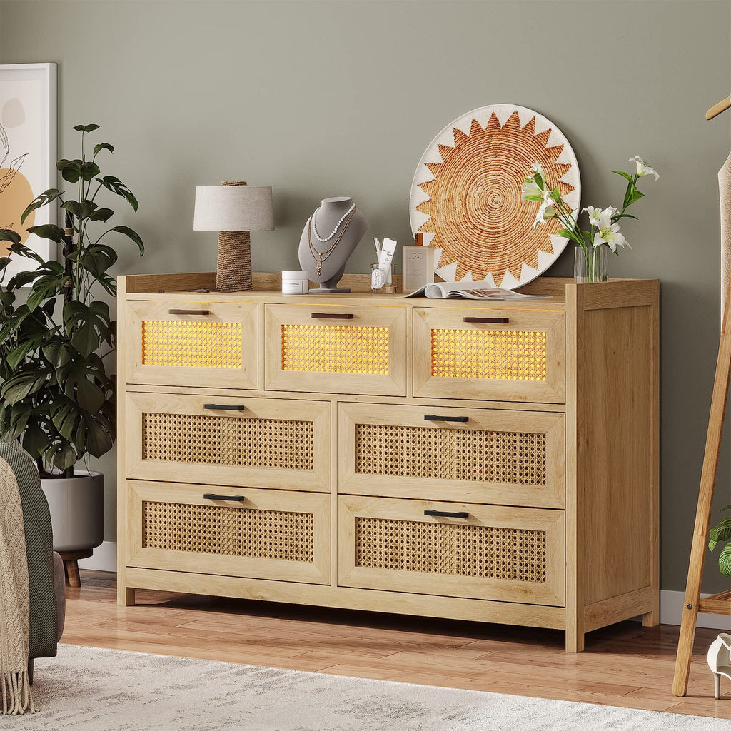 Natural 7 Drawer Rattan Dresser N2169