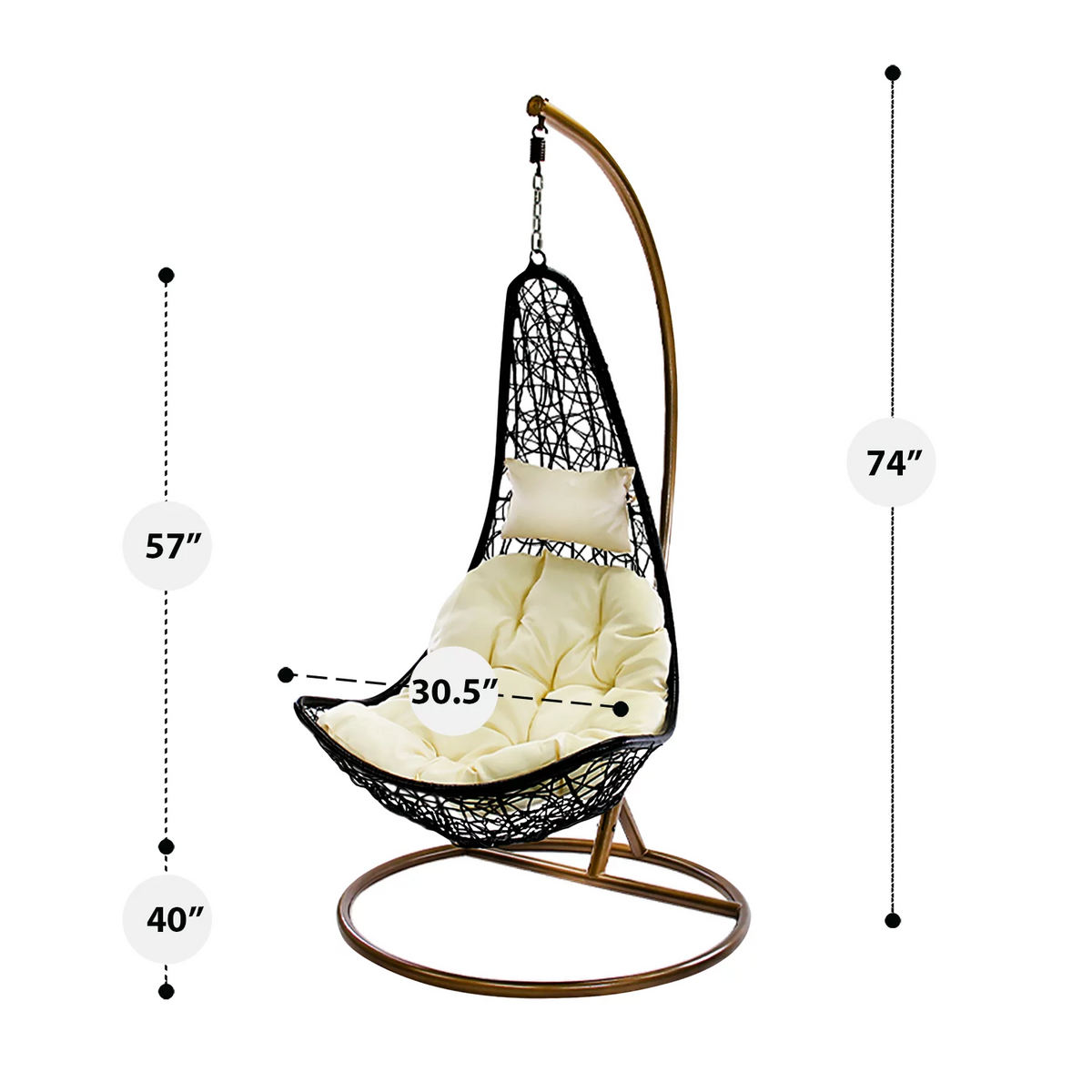 Outdoor Wicker Half Moon Swing Lounge Chair with Mat H535873