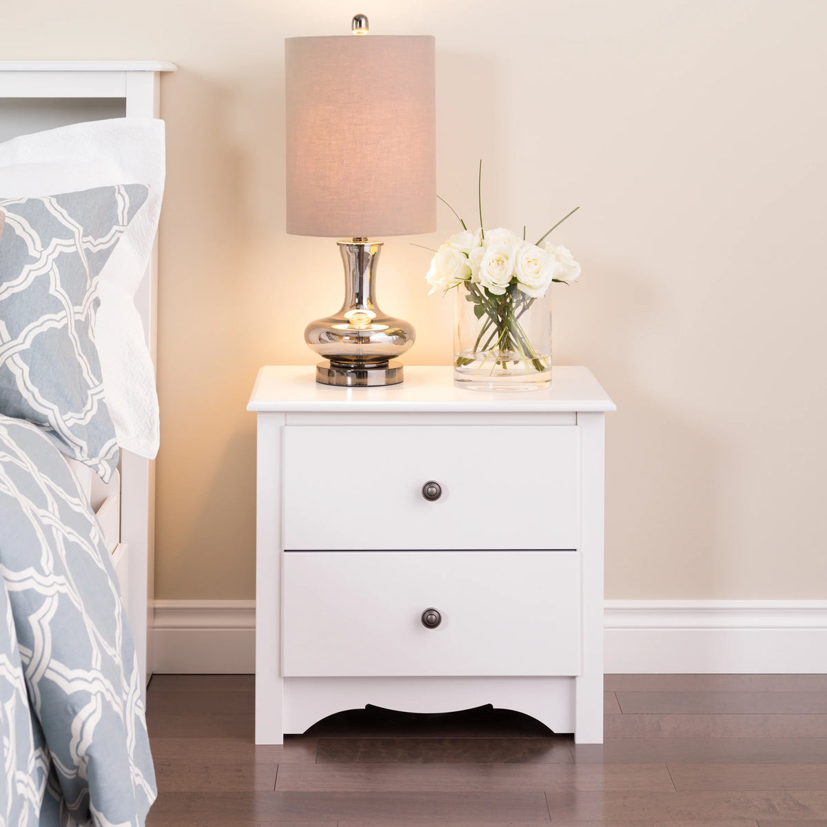 White 2 Drawer Nightstand C175238