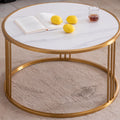 Round Slate Coffee Table with Stainless Steel Frame V499