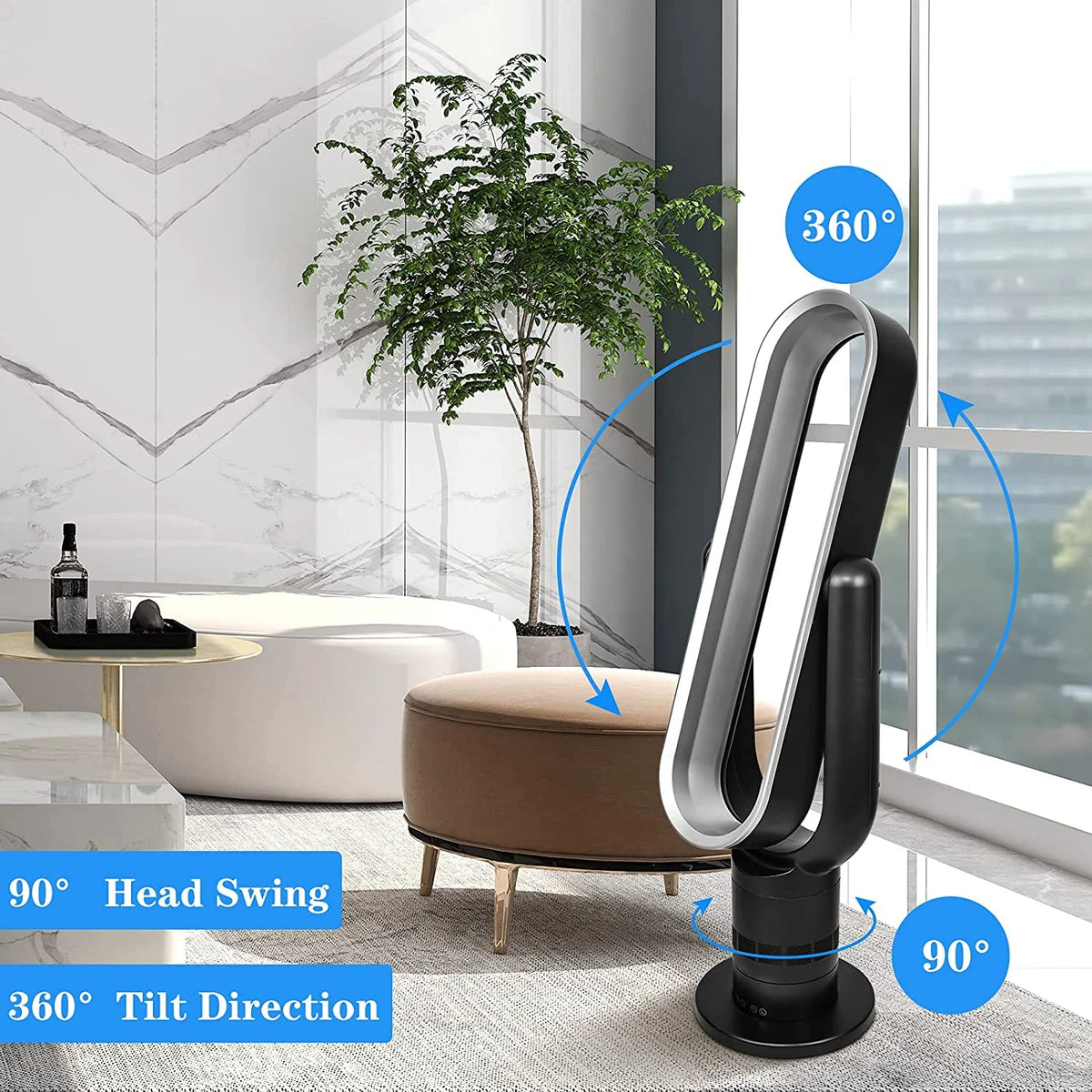 Bladeless Tower Fan 39 inches Black X2765