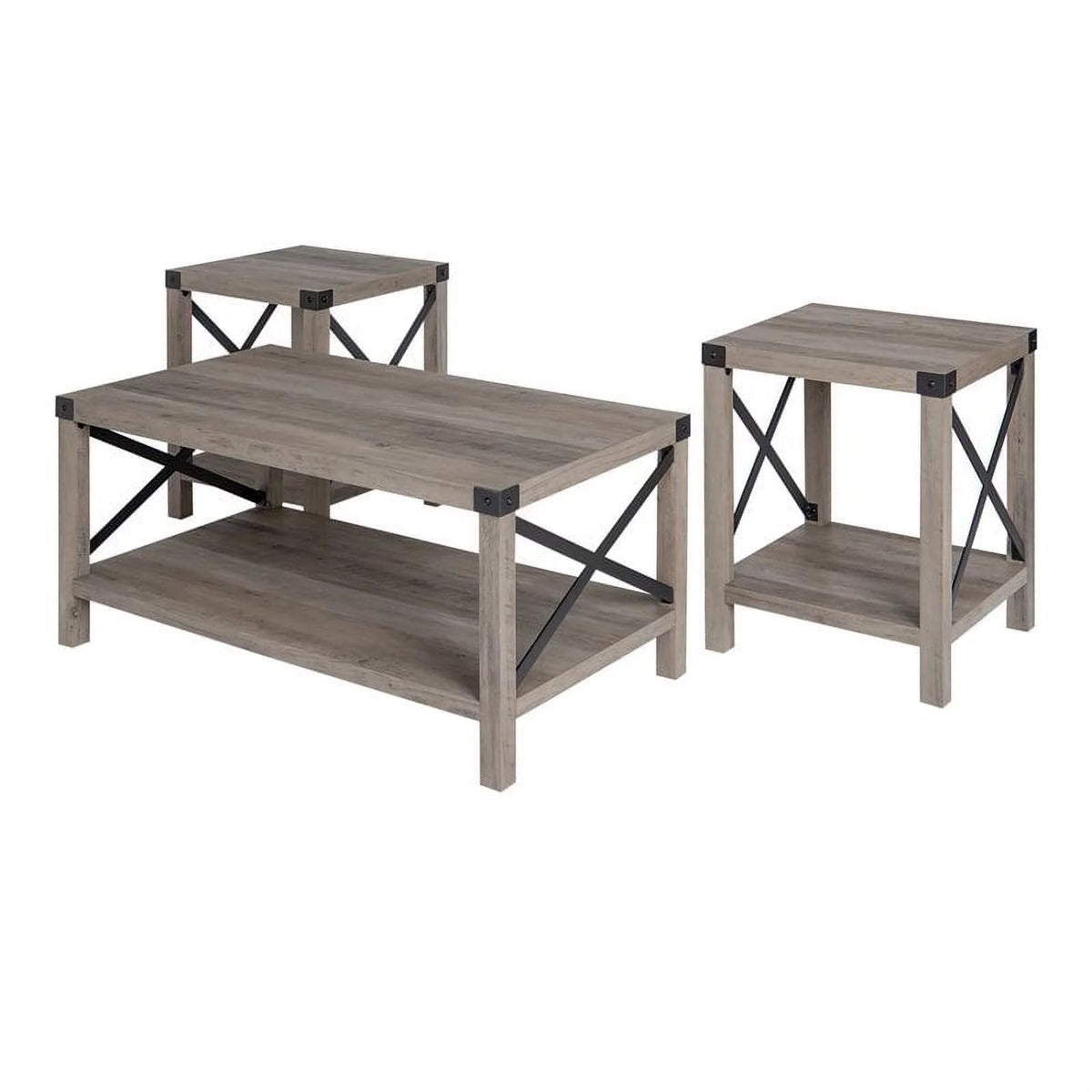 4 Piece TV Stand Coffee Table and 2 End Tables in Gray L229292