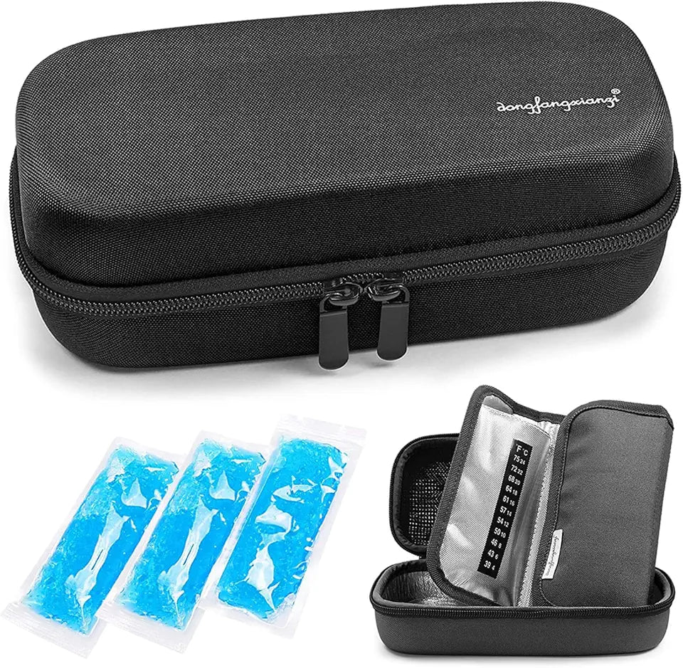 Insulin Cooler Travel Case with 3 Cooler Ice Pack Black I5867