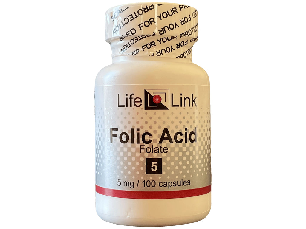 Folic Acid 5 mg 100 Capsules Gluten Free Non-GMO S58290
