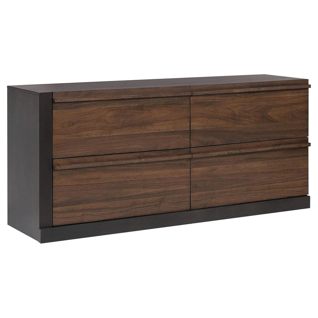 Black and Walnut 4-drawer Dresser L3131