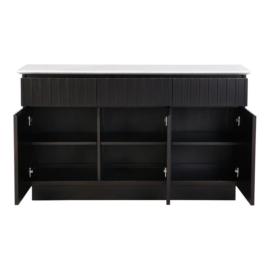 3-Door Wood Server with Marble Top H3760